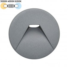 Φωτιστικό Χωνευτό Στρογγυλό LED 3W 230V CCT Αλουμινίου IP44 Γκρι